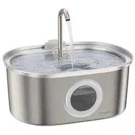 PawsPik - SS-01 Stainless Steel Cat Fountain, 108.2-oz - Silver
