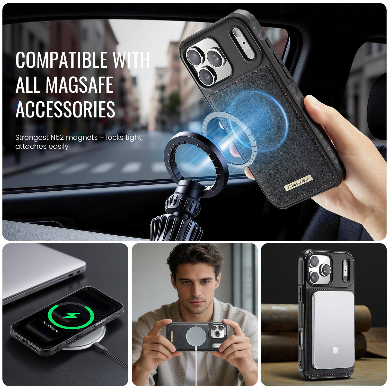 COMPATIBLE WITH ALL MAGSAFE ACCESSORIES

Strongest N52 magnets - locks tight, attaches easily