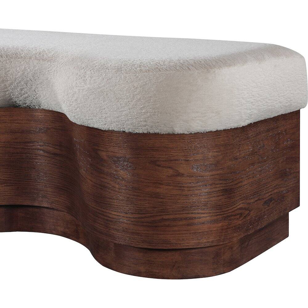 Alt View 4. Meridian Furniture - Savoy Beige Velour Fur Fabric Bench - Beige.