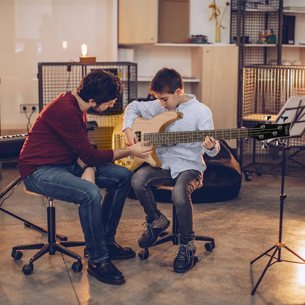 Back. Winado - String Electric Bass Guitar, Full Size Standard Right Handed Rosewood Fretboard Bass Kit with Gig Bag Strap Cable Tool.