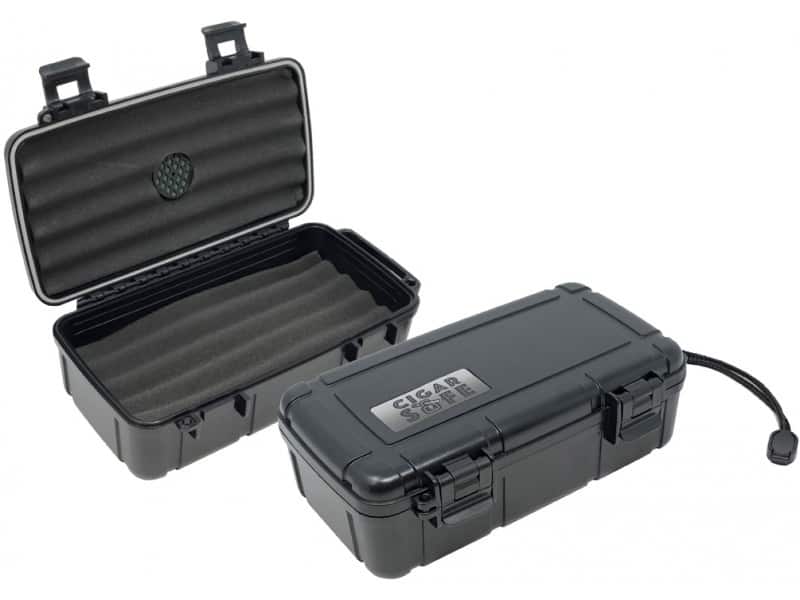 Prestige - 10 Cigar Safe Travel Humidor - Black Plastic Finish