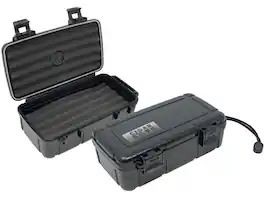 Prestige - 10 Cigar Safe Travel Humidor - Black Plastic Finish