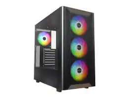 Montech - XR Wood, Black Walnut Front, ATX Mid-Tower, Glass Side, 4x ARGB Fans, Black - Black