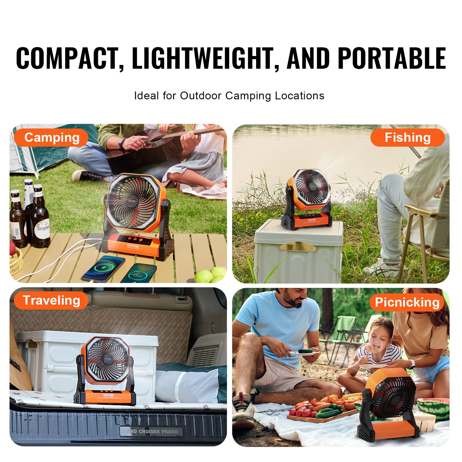 COMPACT, LIGHTWEIGHT, AND PORTABLE  
Ideal for Outdoor Camping Locations  

Camping  
Fishing  
Traveling  
Picnicking