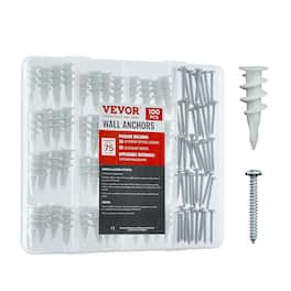 VEVOR - Self Drilling Drywall Anchors, 100 PCS Dry Wall Anchors and Screws with Screws, No Drill Hole Required - Silver