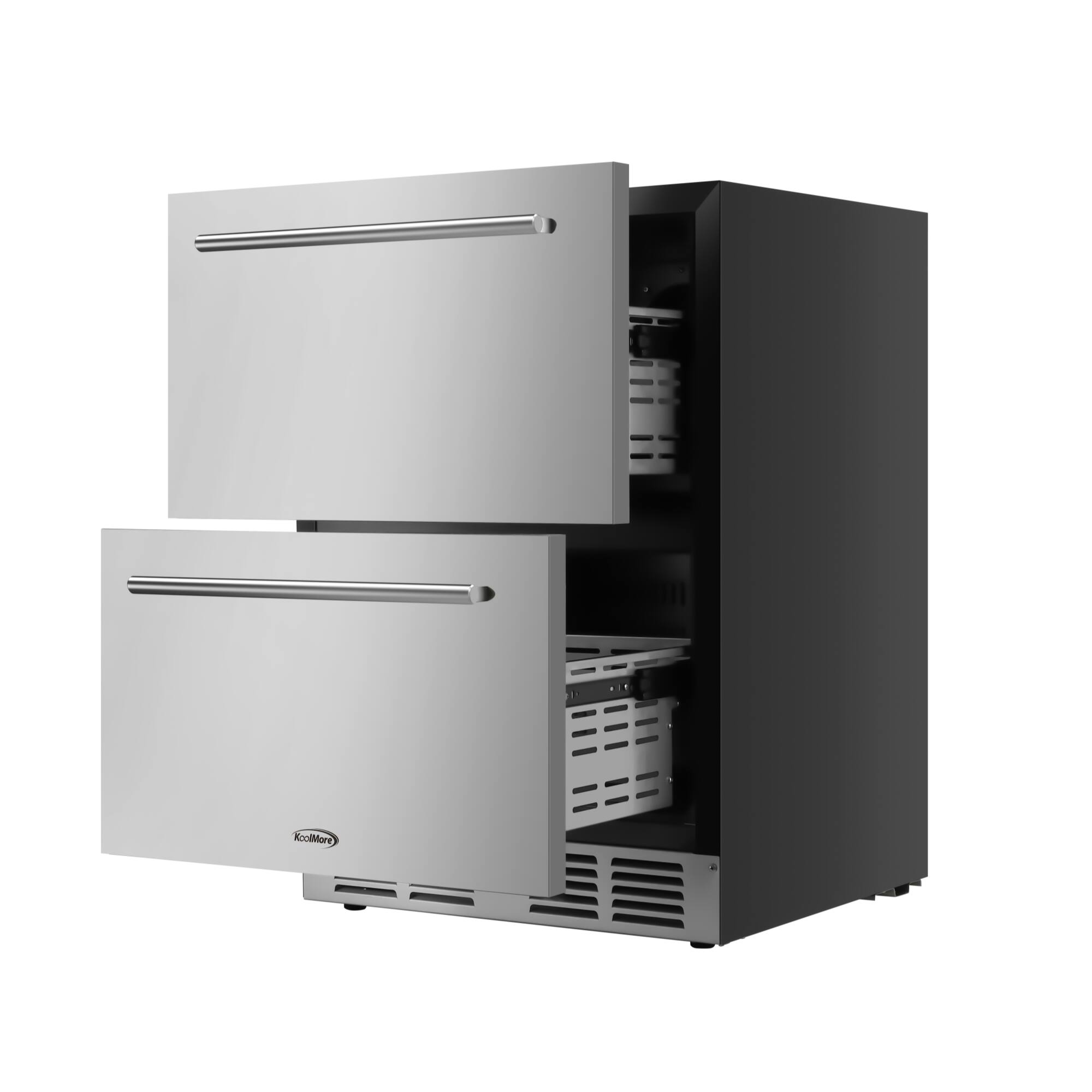 Alt View 5. Koolmore - 24 in.  Built-in Two-Drawer Refrigerator in Stainless-Steel (KM-OKS-RD2) - Black and Silver.