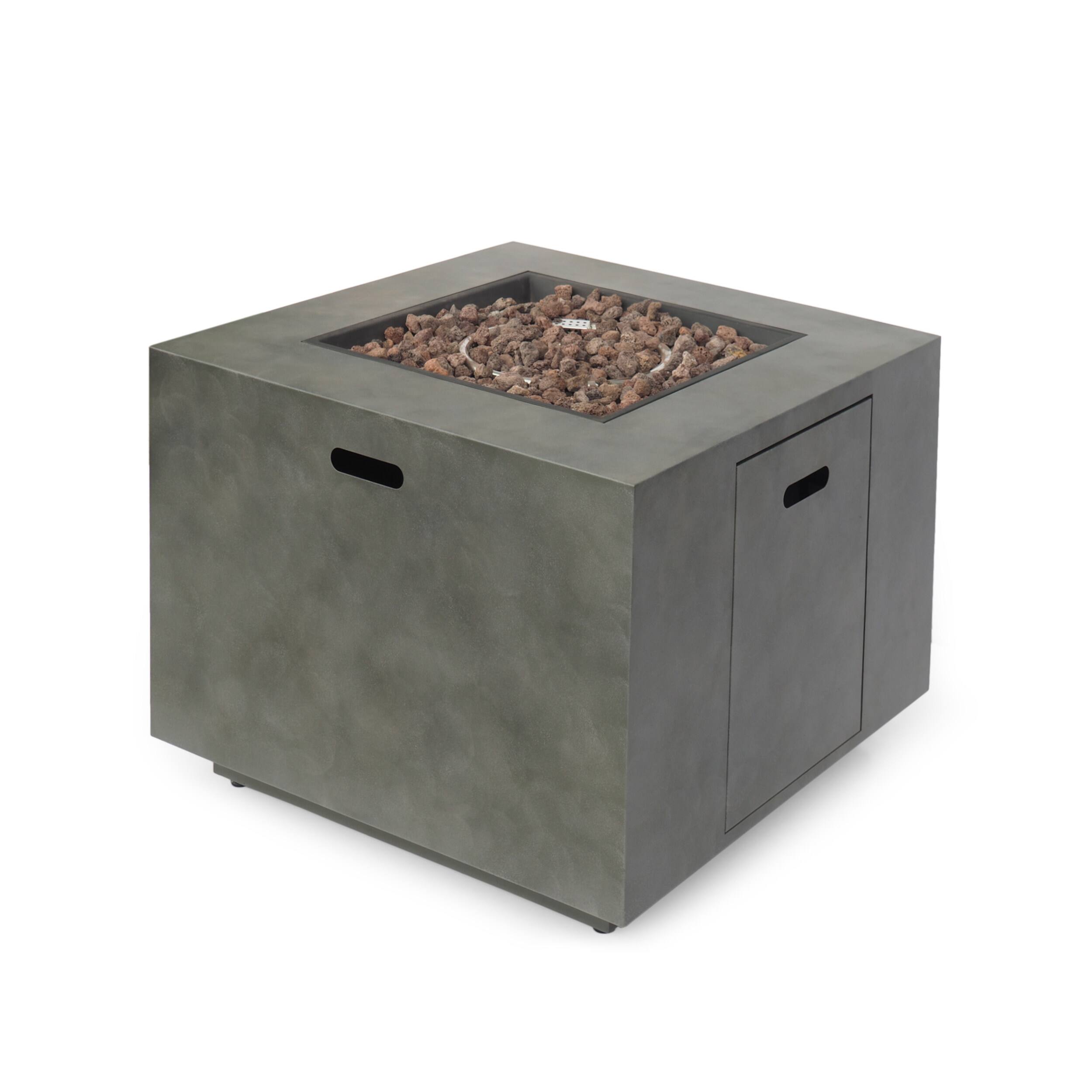Front. Dexmalle - Dexmalle-Square Iron Fire Pit-Gray.