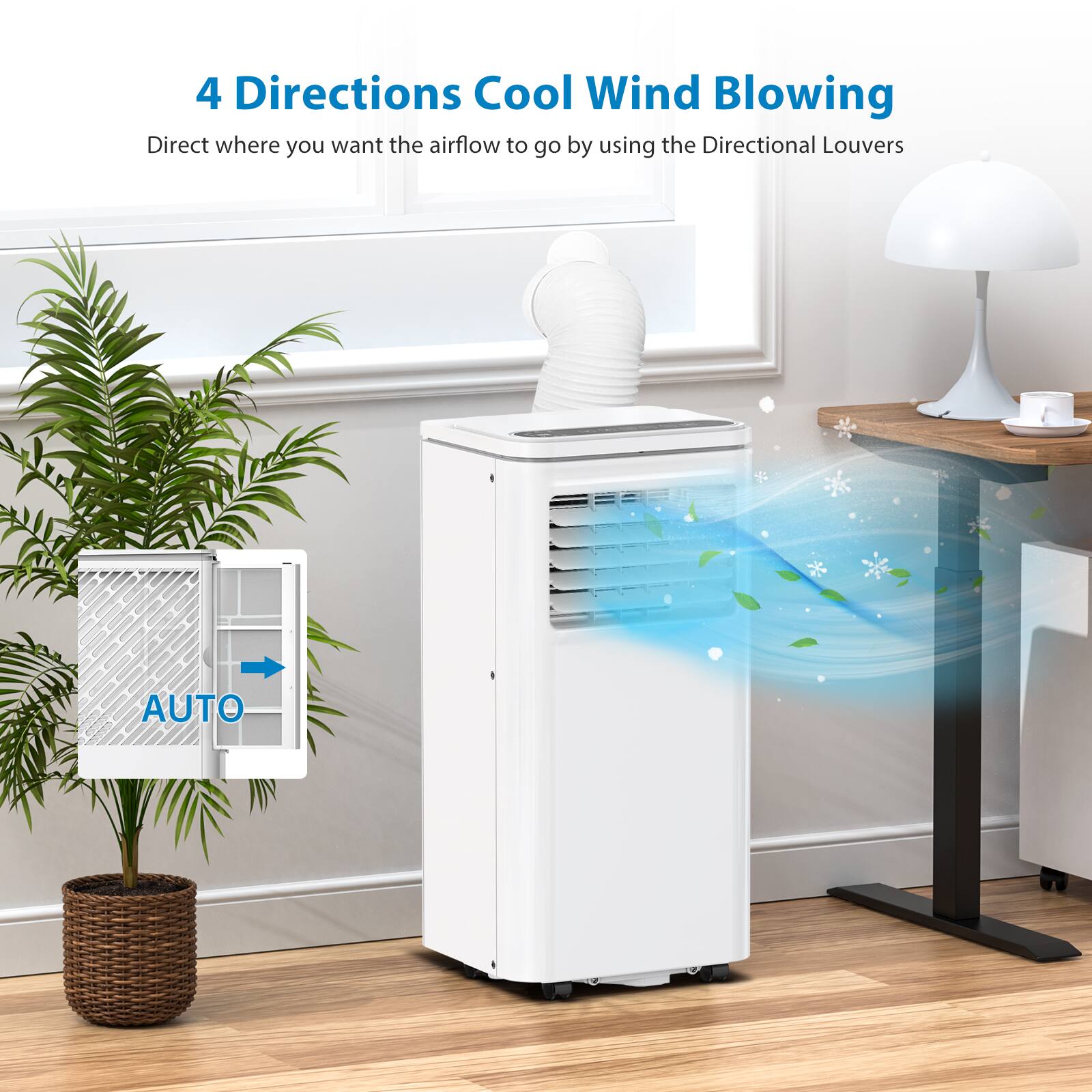 4 Directions Cool Wind Blowing  
Direct where you want the airflow to go by using the Directional Louvers  
AUTO