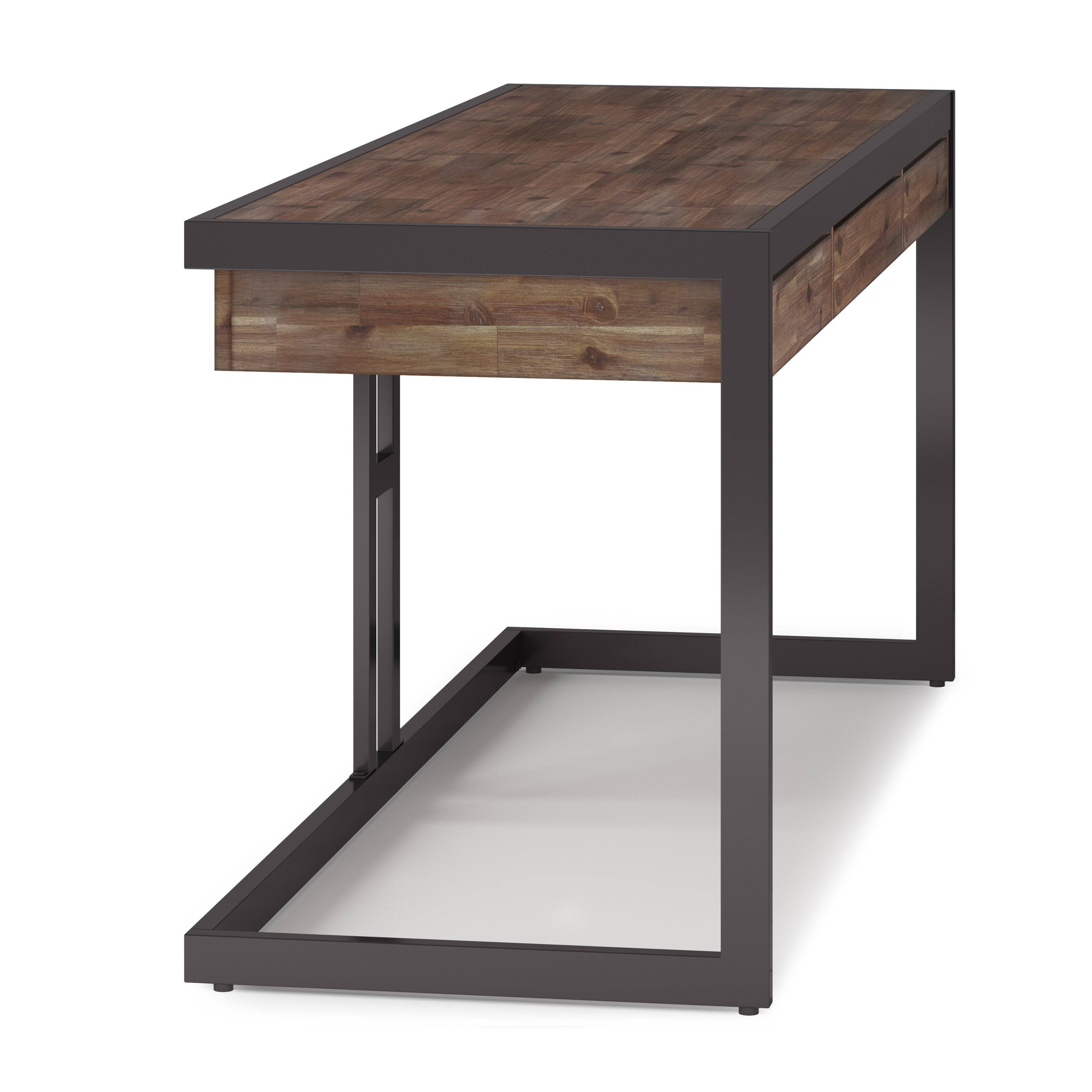 Alt View 2. Simpli Home - Erina SOLID ACACIA WOOD Industrial 72 inch Wide Large Desk in Rustic Natural Aged Brown - Rustic Natural Aged Brown.