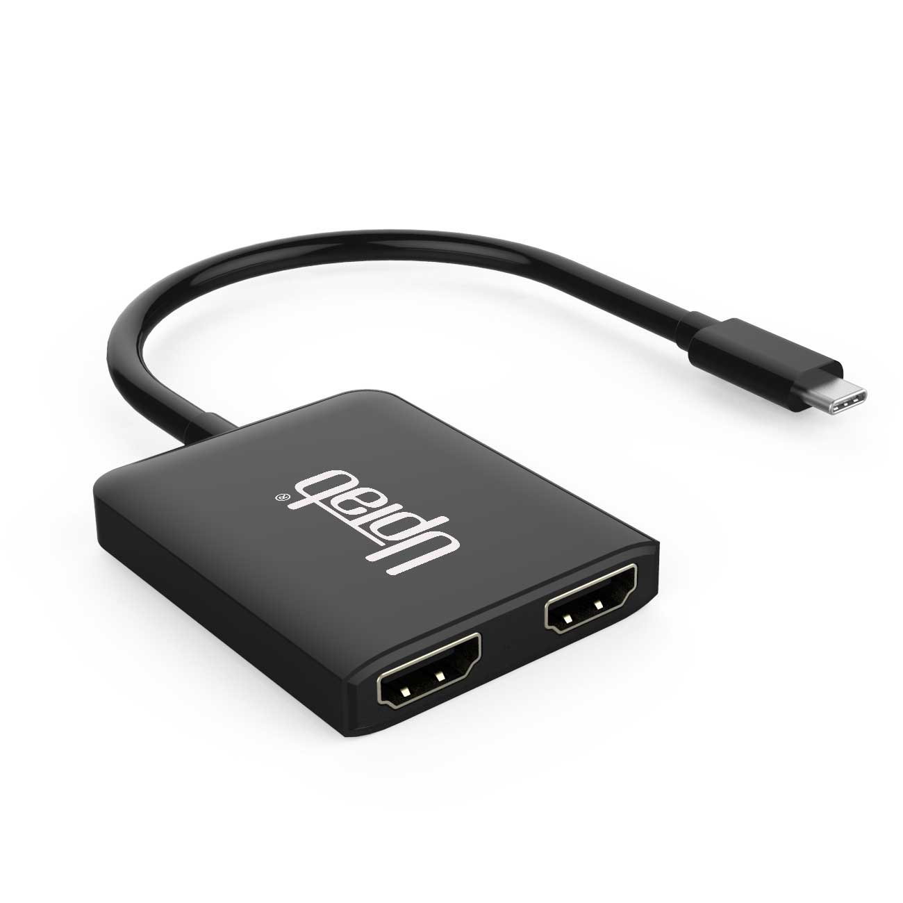 Angle. UPTab - USB-C to Dual HDMI 2.0 4K 60Hz Adapter - Black.