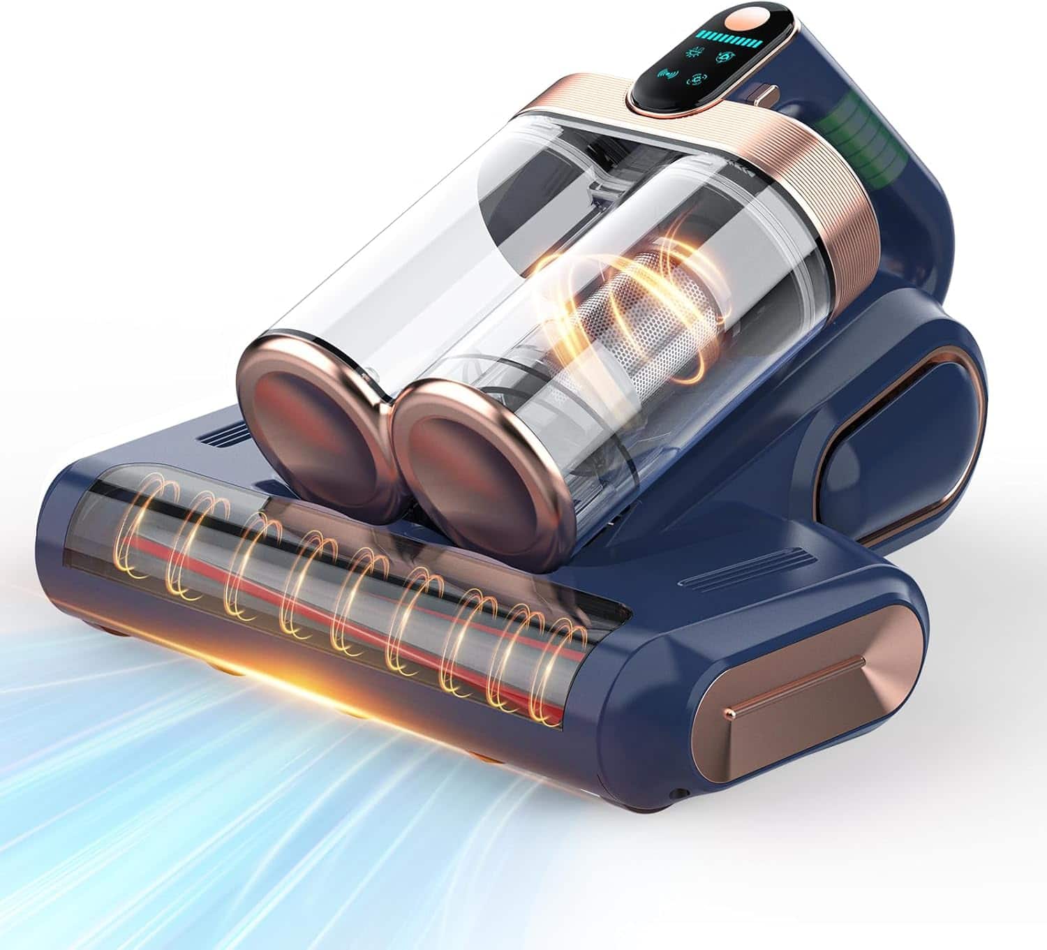 Cluzine - Wireless UVC Mite Remover, 40kHz Ultrasound, 0.52L Dual Dust Cup for Bedding & Sofa