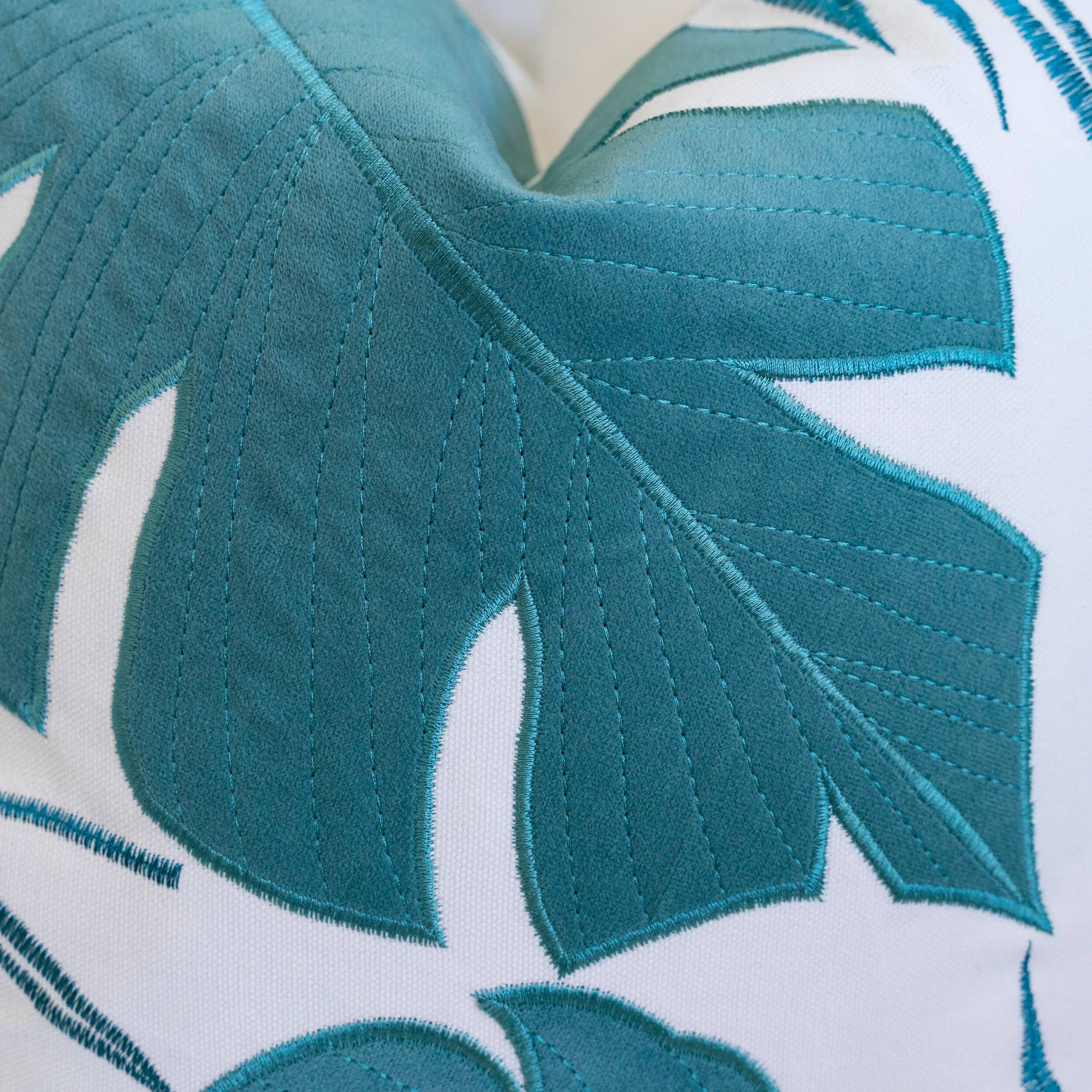 Back. TinyHomie - Autumn Vibes Leaf Accent Pillow - Blue.