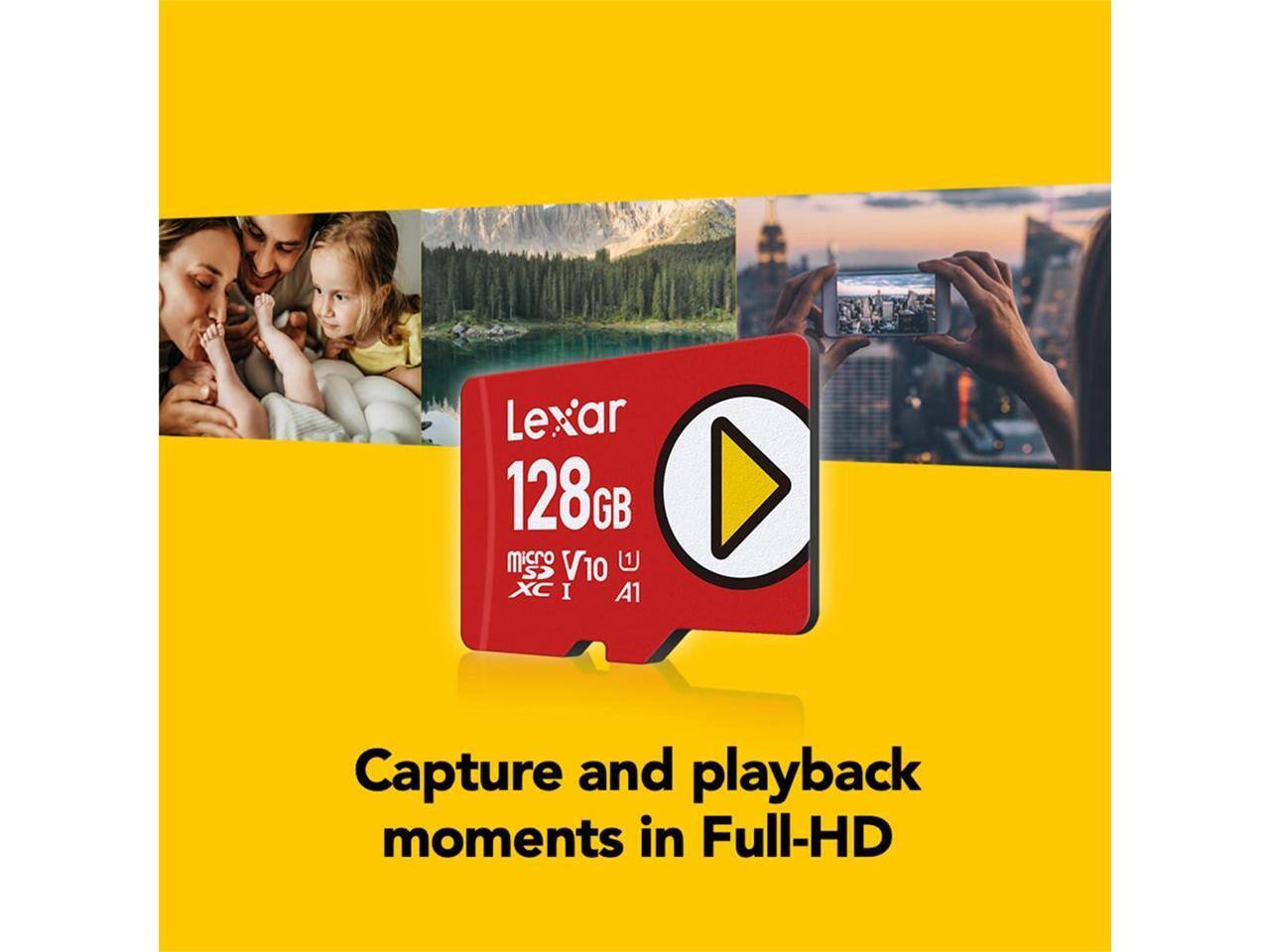 Lexar 128GB microSD V10 U1 XC I A1

Capture and playback moments in Full-HD