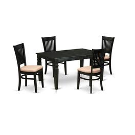 East West Furniture - Dining Table- Table Leg Dining Chairs - Brown