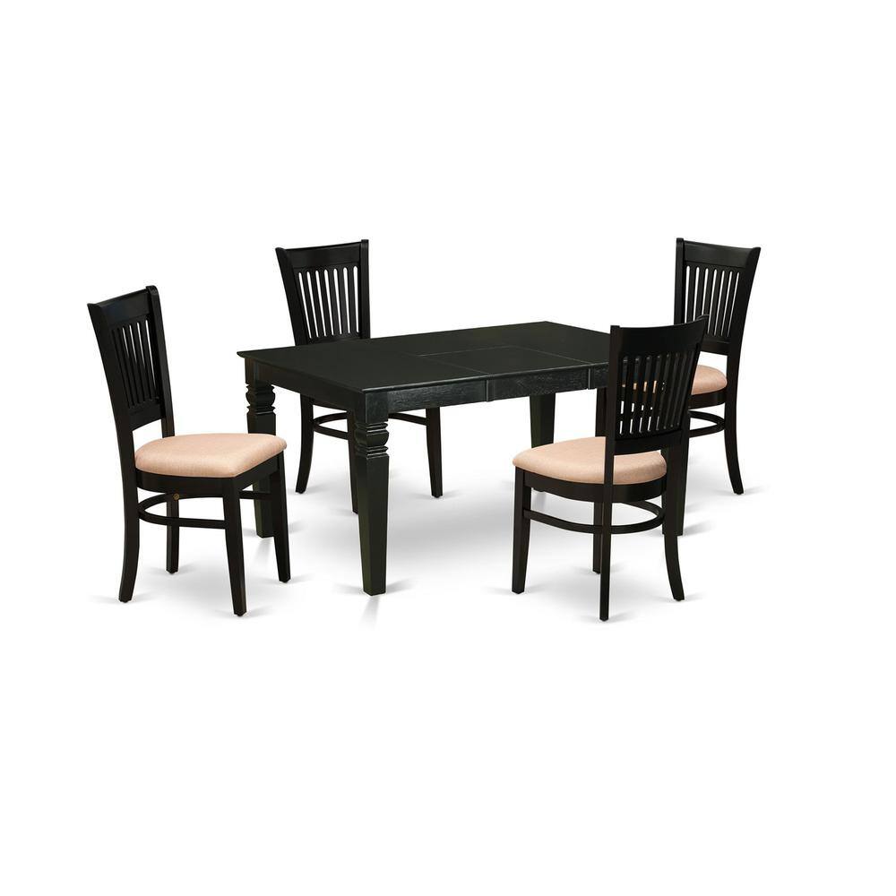 Front. East West Furniture - Dining Table- Table Leg Dining Chairs - Brown.