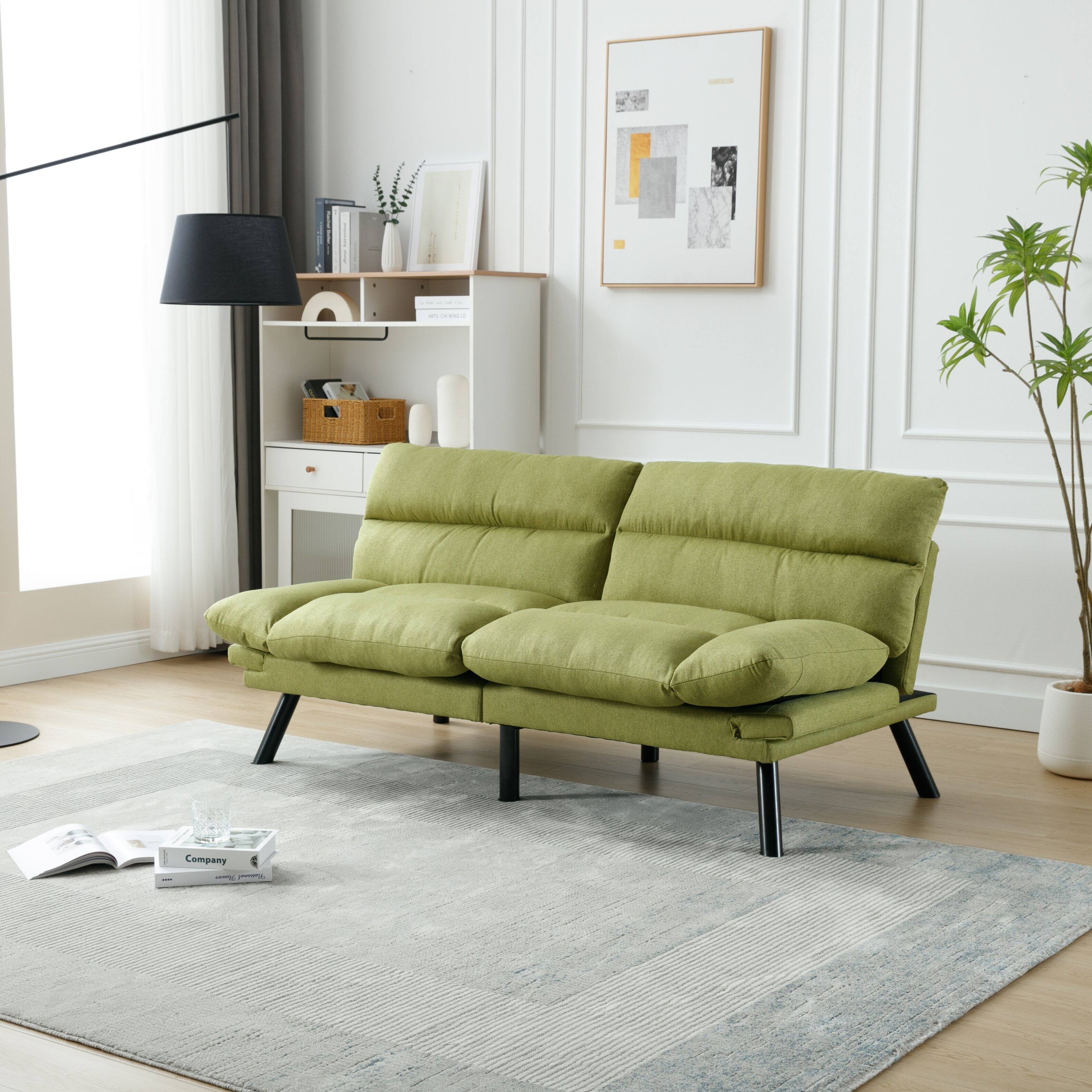 Left. Tiramisubest - Bedroom furniture,Living room furniture,sofa with thick cushion,Sofa bed,Sleeper sofa with metal feet,Green - Green.