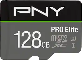 PNY - 128GB PRO Elite Class 10 U3 V30 A2 microSDXC Flash Memory Card
