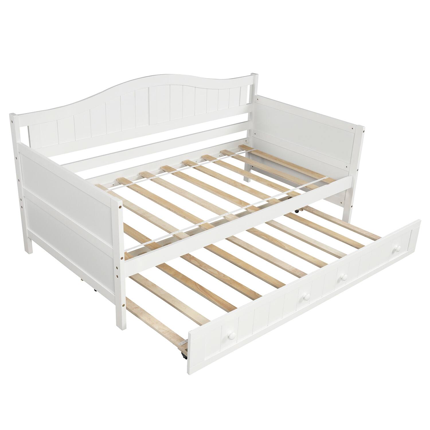 Alt View 1. Aukfa - Twin Wooden Daybed with Trundle Bed, Sofa Bed for Bedroom Living Room - White.