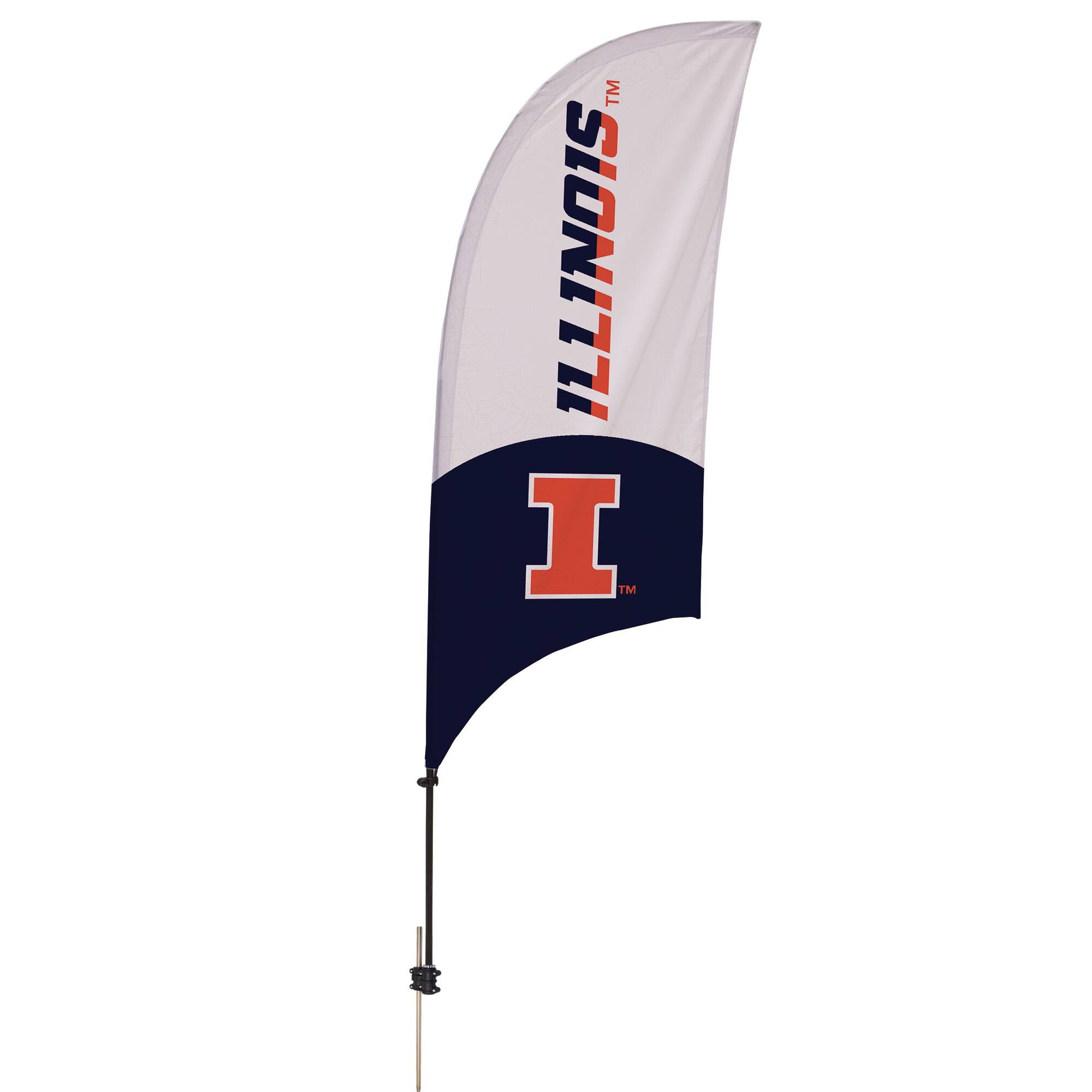 Front. Victory Corps - Illinois Fighting Illini 7.5' Logo Razor Feather Stake Flag - White.