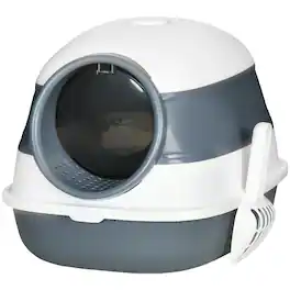 Pawhut - Dome Covered Cat Litter Box with Lid - White