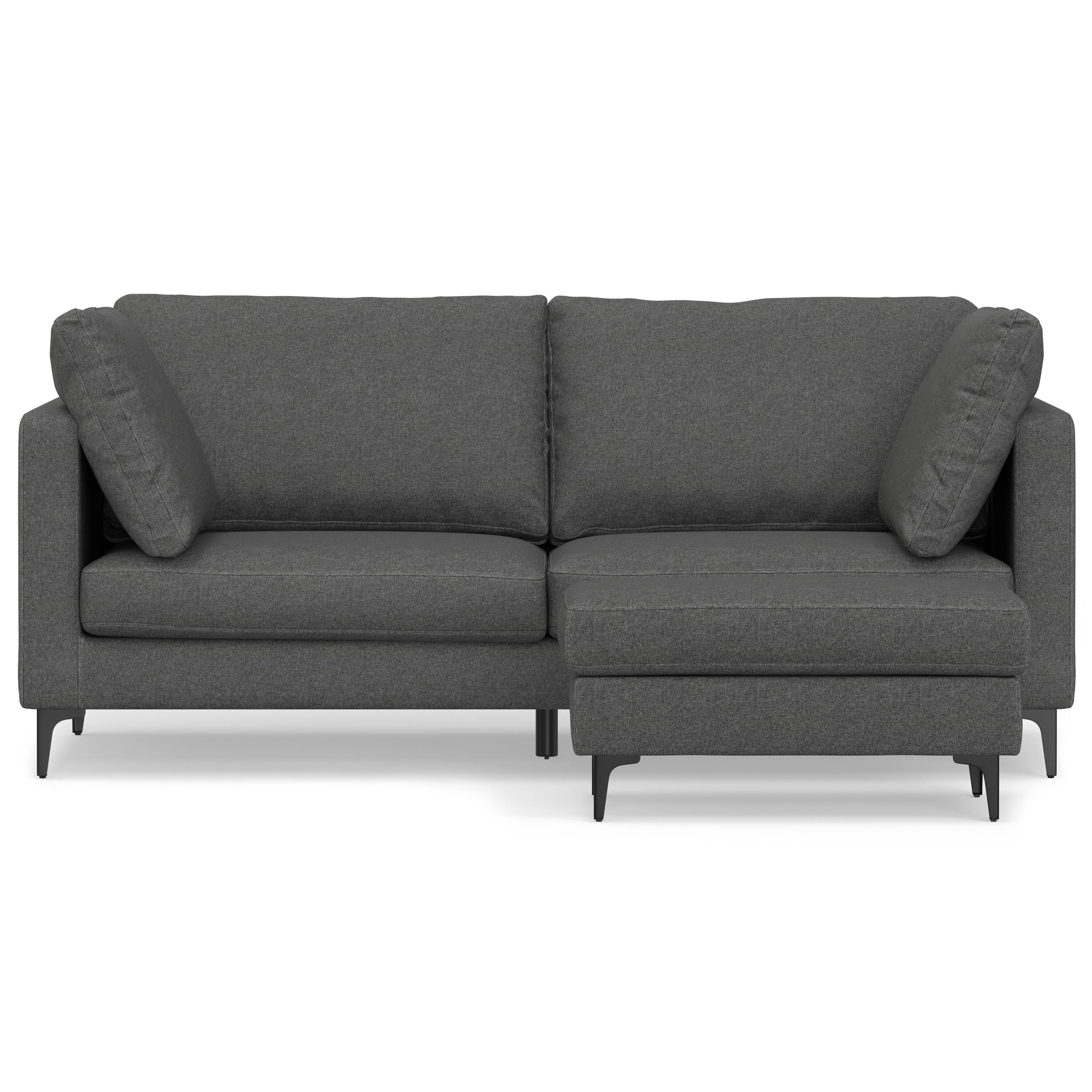 Alt View 2. Simpli Home - Ava 76-inch Sofa and Ottoman Set in Tightly Woven Performance Fabric - Pebble Grey.