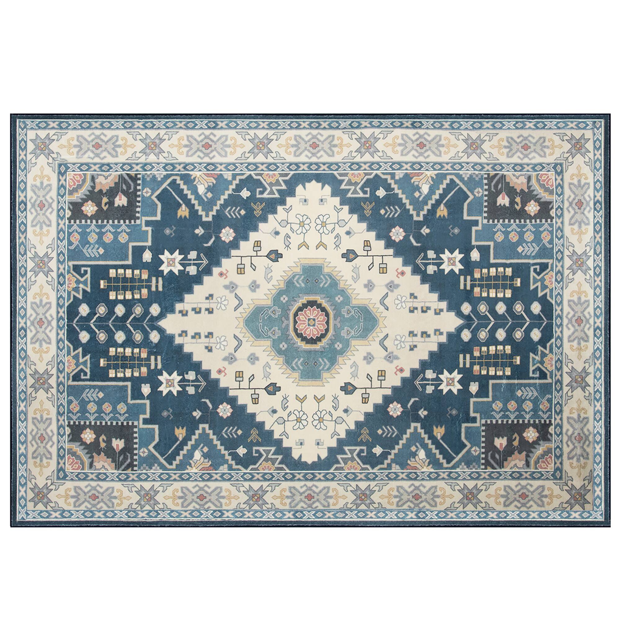 Front. Costway - Costway Area Rugs 5'4" x 7'7" Faux Wool Fabric Doormat Home Carpet Living Room Bedroom - Multicolor.