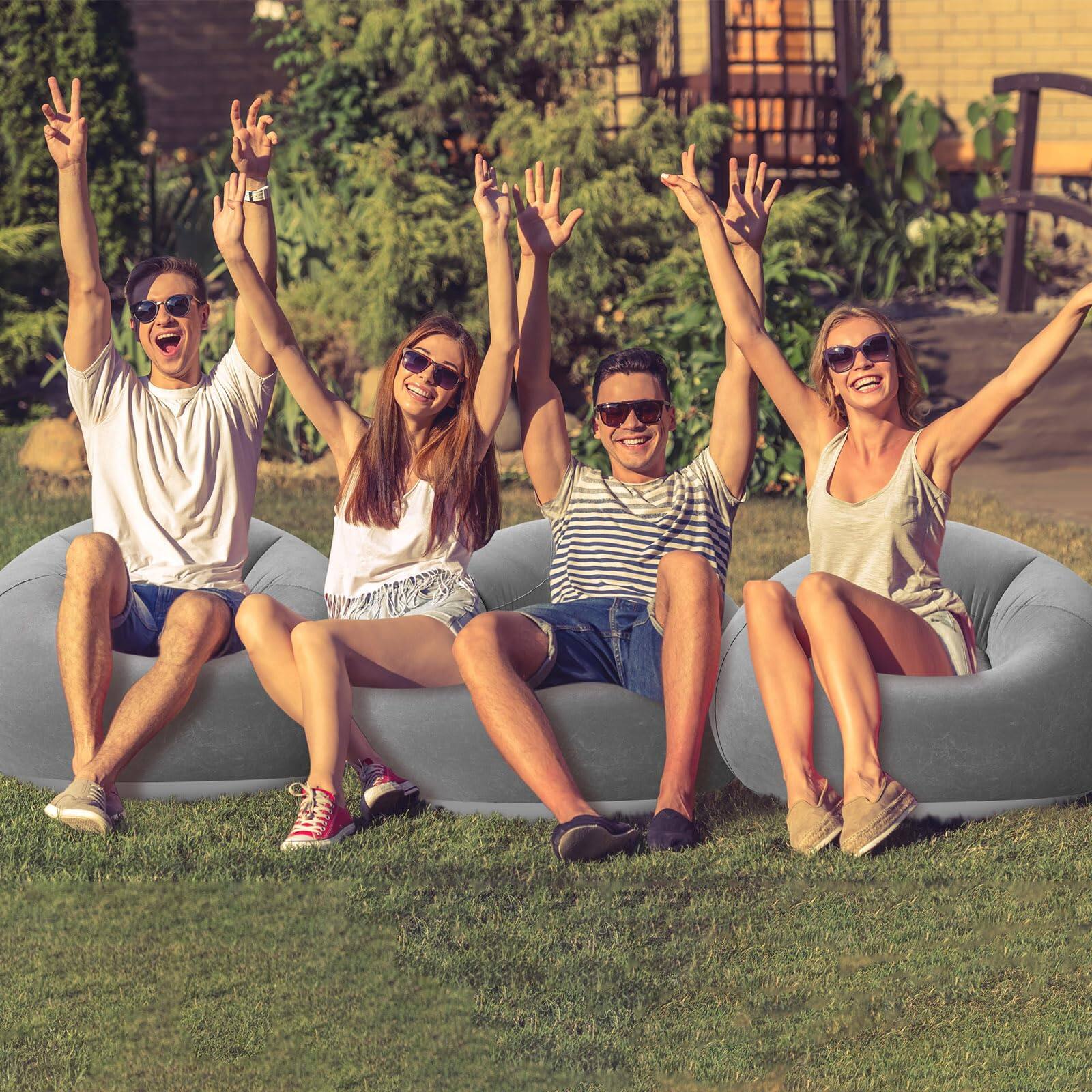 Angle. Fabibe - Realspring Inflatable Bean Bag Chairs Outdoor Blow up Camping Chairs Inflatable Lazy Sofa Folding Portable Bean Bag Loun - Black 2.