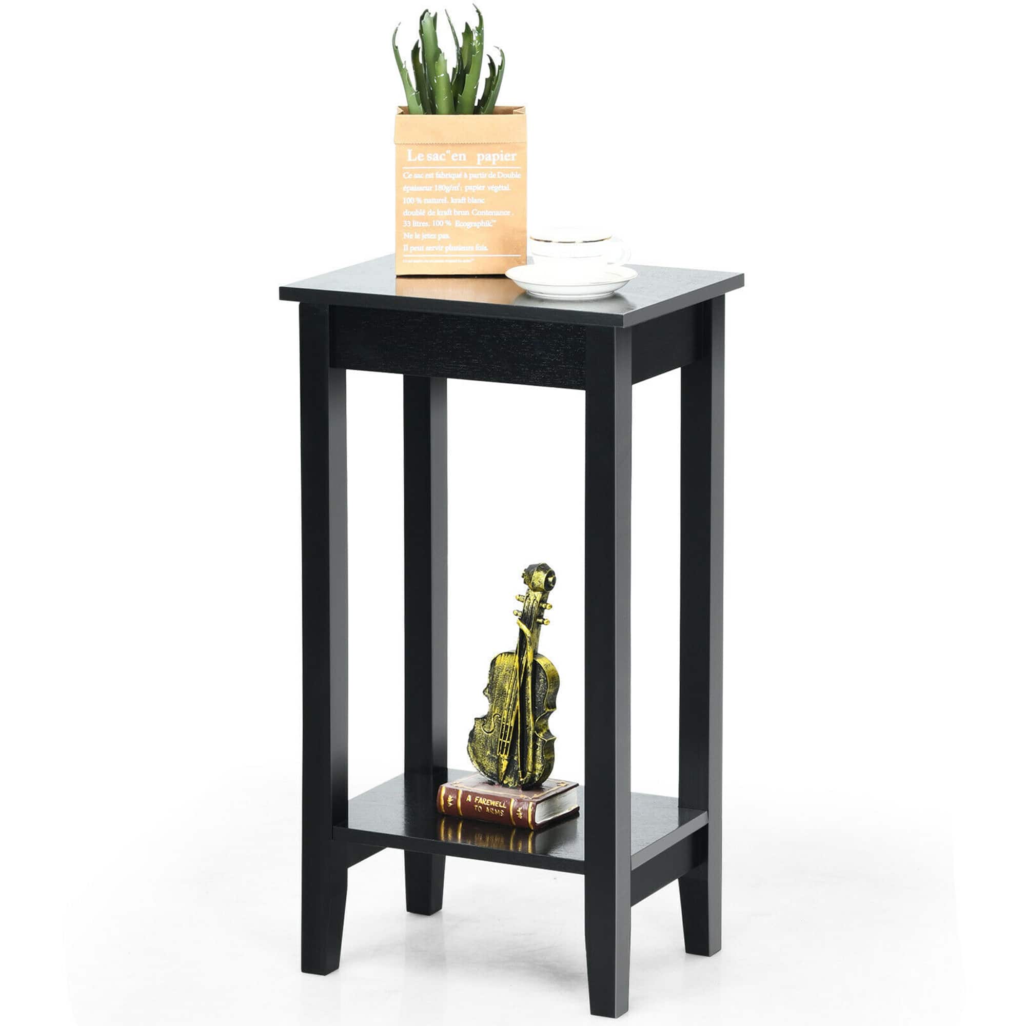 Costway - 2-Tier Nightstand End Side Table Coffee Table Bedroom - Black