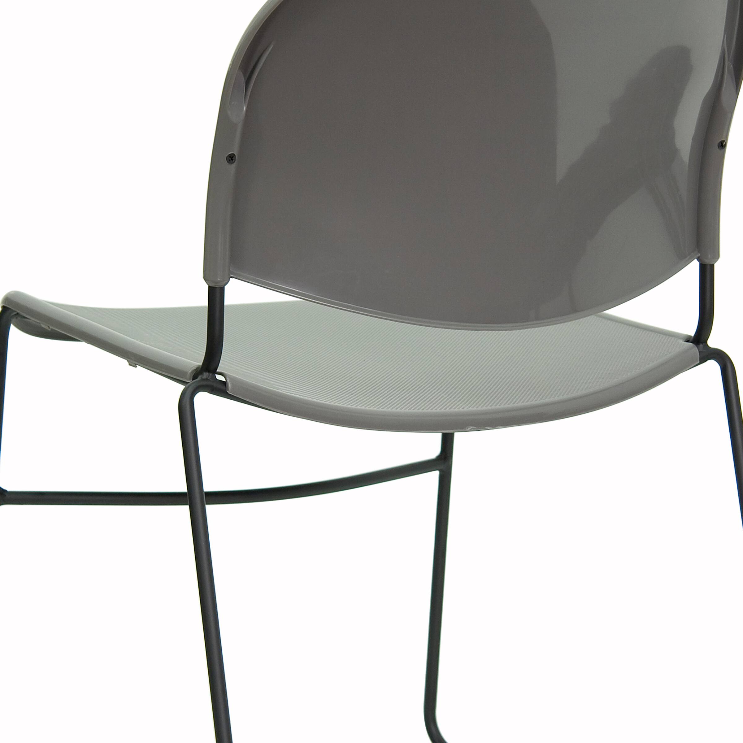 Alt View 8. Emma + Oliver - Ultra-Compact School Stack Chair - Office Guest Chair/Student Chair - Gray Plastic/Black Frame.