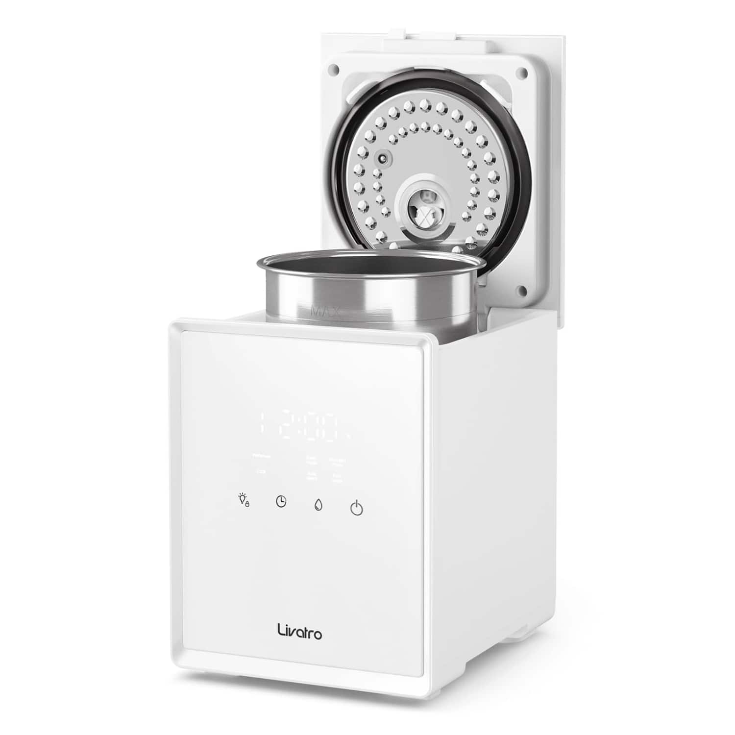 Front. Livatro - Stainless Steel Warm Mist Humidifier, 3L Easy-Clean Steam Humidifier with Sleep Mode & Auto Shut-Off - White.