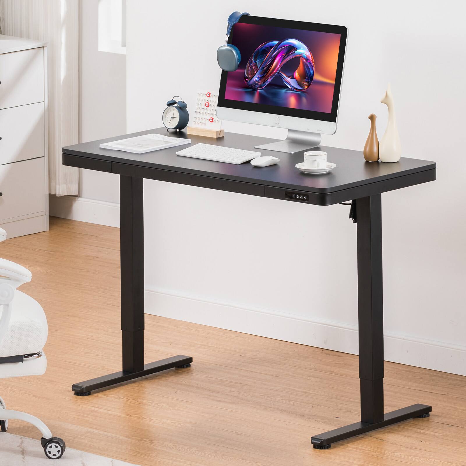 Alt View 4. GTPlayer - Wood Surface Standing Desk 47 x 24 IN Electric Adjustable Height Sit Stand Home Office Desk,Black - Black.