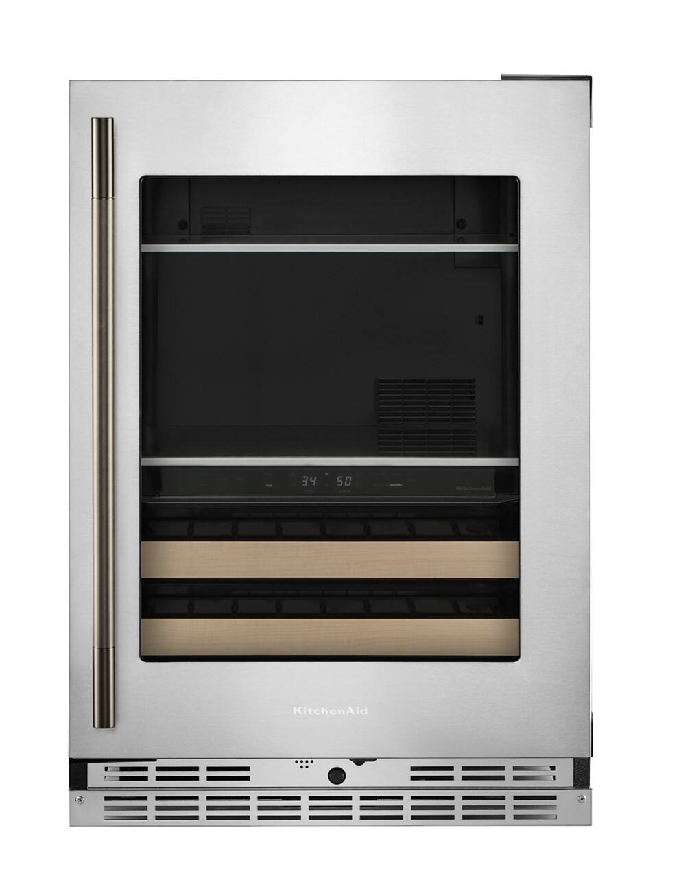 Alt View 6. KitchenAid - 24" Beverage Center with Glass Door and Wood-Front Racks - PrintShield Stainless Finish.