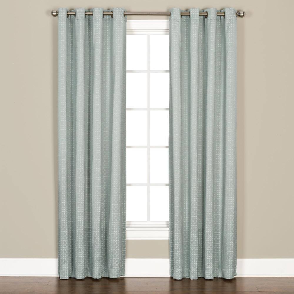 Front. SKL Home - Saturday Knight Ltd Sacai Geometric Woven Jacquard Window Grommet Panel - 52" x 84" Aqua - Aqua.