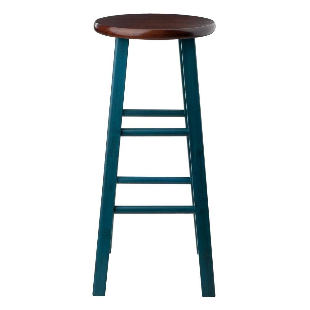 Left. FurniFact - 29" Rustic Teal Bar Stool - Rustic Teal / Walnut.