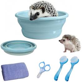 THIRSTY TURTLE - Hedgehog Bath Kit with Foldable Tub, Nail Clippers, Brush & Towel