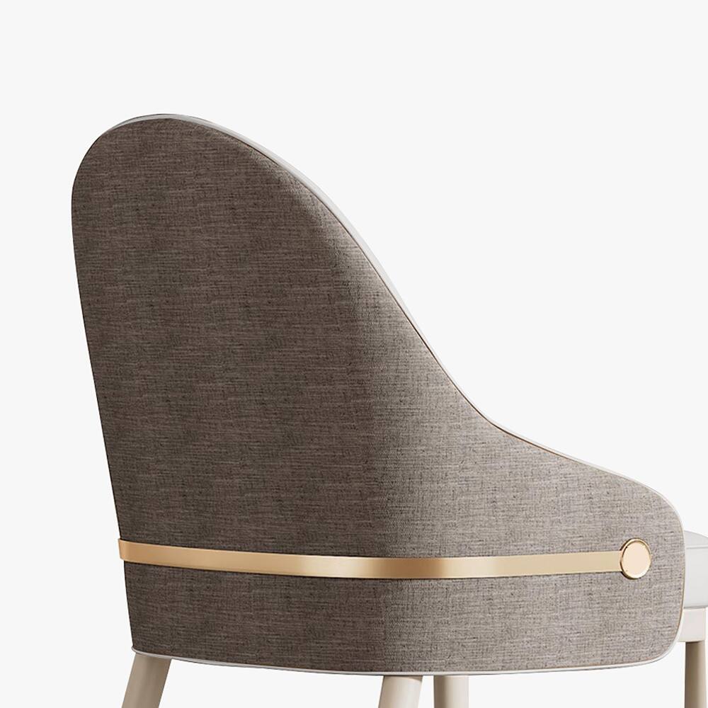 Alt View 4. POVISON - Modern Upholstered Dining Chairs Set of 2, Faux Leather & Linen Side Chairs, Light Gray & Gray - Beige & Gray.