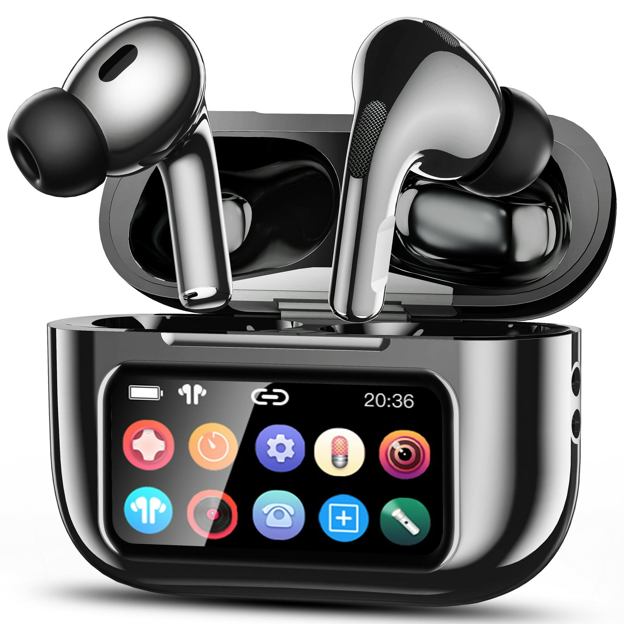 Front. VEAT00L - VEAT00L A9 ANC+ENC Earbuds with Smart Touch Screen,Bluetooth 5.4, HiFi Stereo Multiple EQ settings - Black.