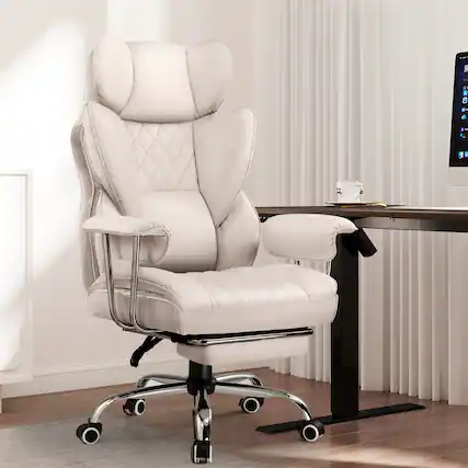 Front. CloudRest Pro - 400lbs Heavy Duty Office Chair Faux Leather Wide Ergonomic Comfy Executive Chair,Graypink - Graypink.