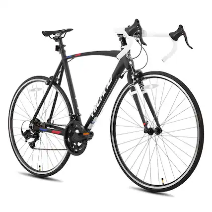 Front. HILAND - HILAND Alliance 700c Adult Road Bike for Mens Womens, 14 Speeds Aluminum Frame, Road Bicycle Medium Frame Black - Black.