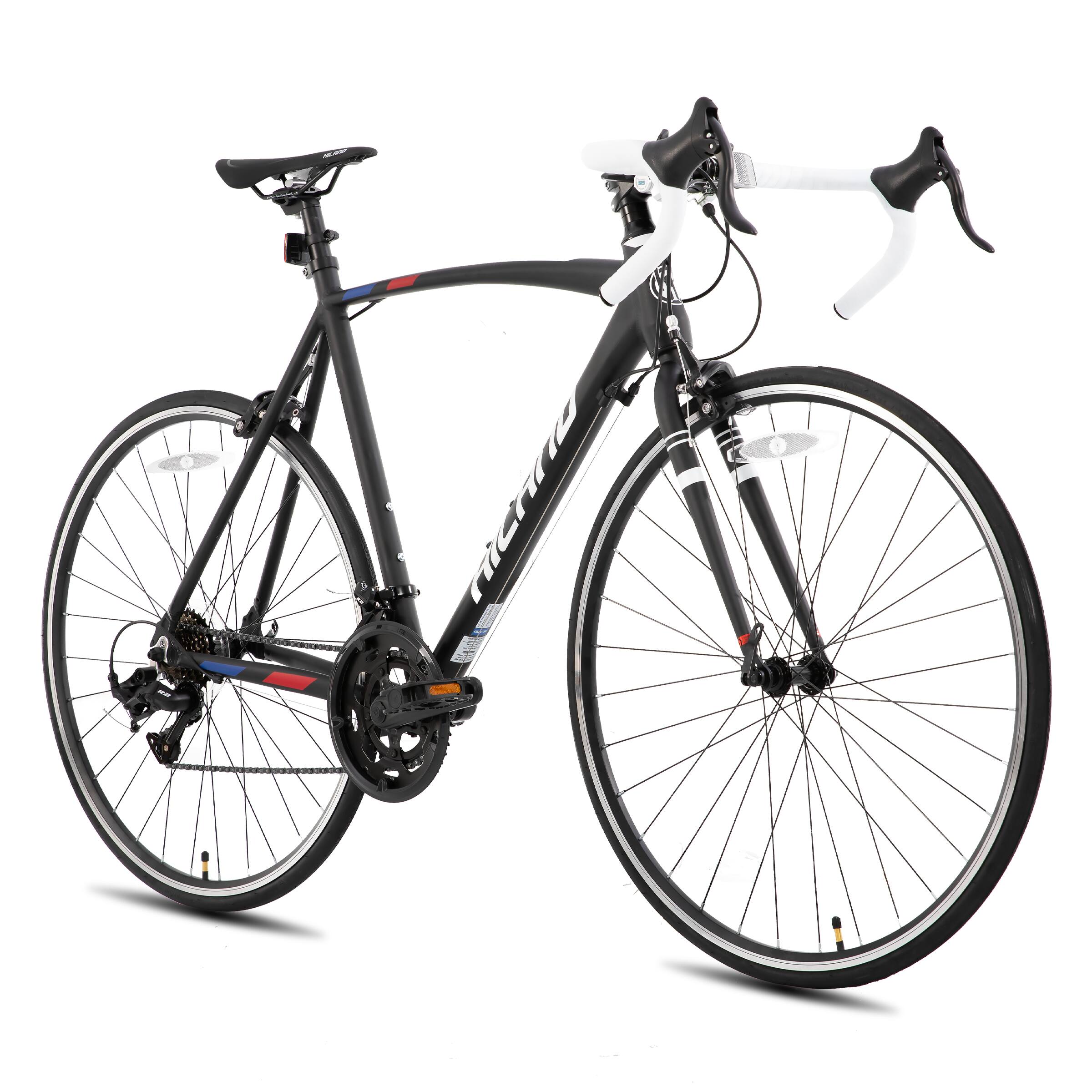 HILAND - Alliance 700c Adult Road Bike for Mens Womens, 14 Speeds Aluminum Frame, Road Bicycle Large Frame - Black