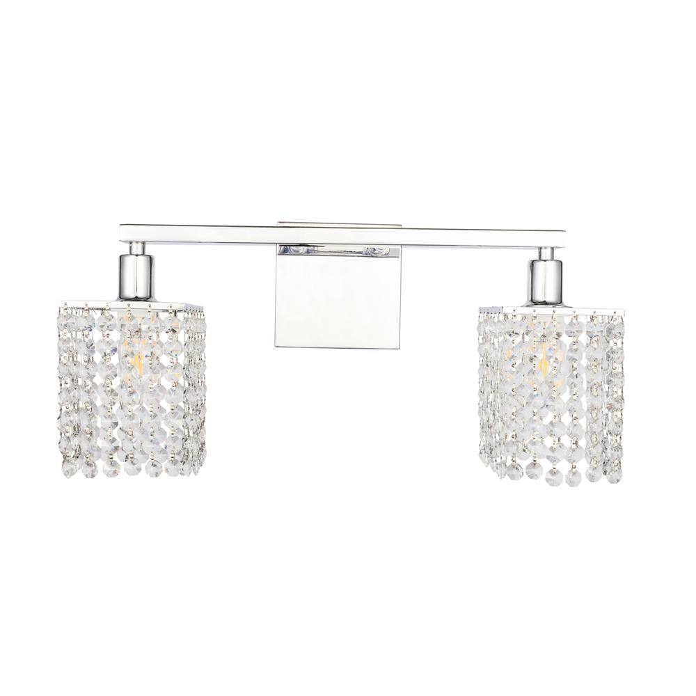 Alt View 6. Living District - Phineas 2 light Chrome and Clear Crystals wall sconce - Chrome And Clear Crystals.