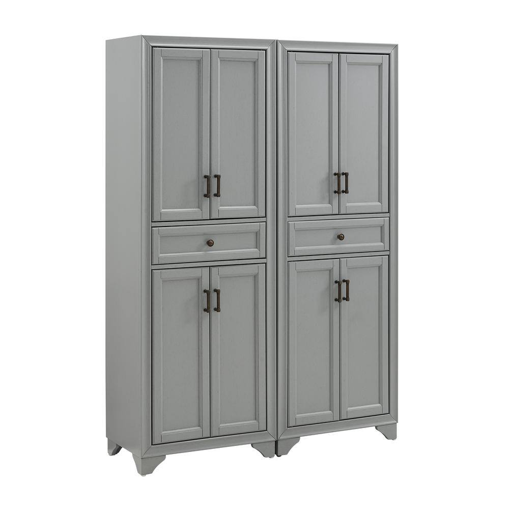 Alt View 3. Crosley Furniture - Tara 2-Piece Kitchen Storage Pantry Set - 2 Pantries - Distressed Gray.