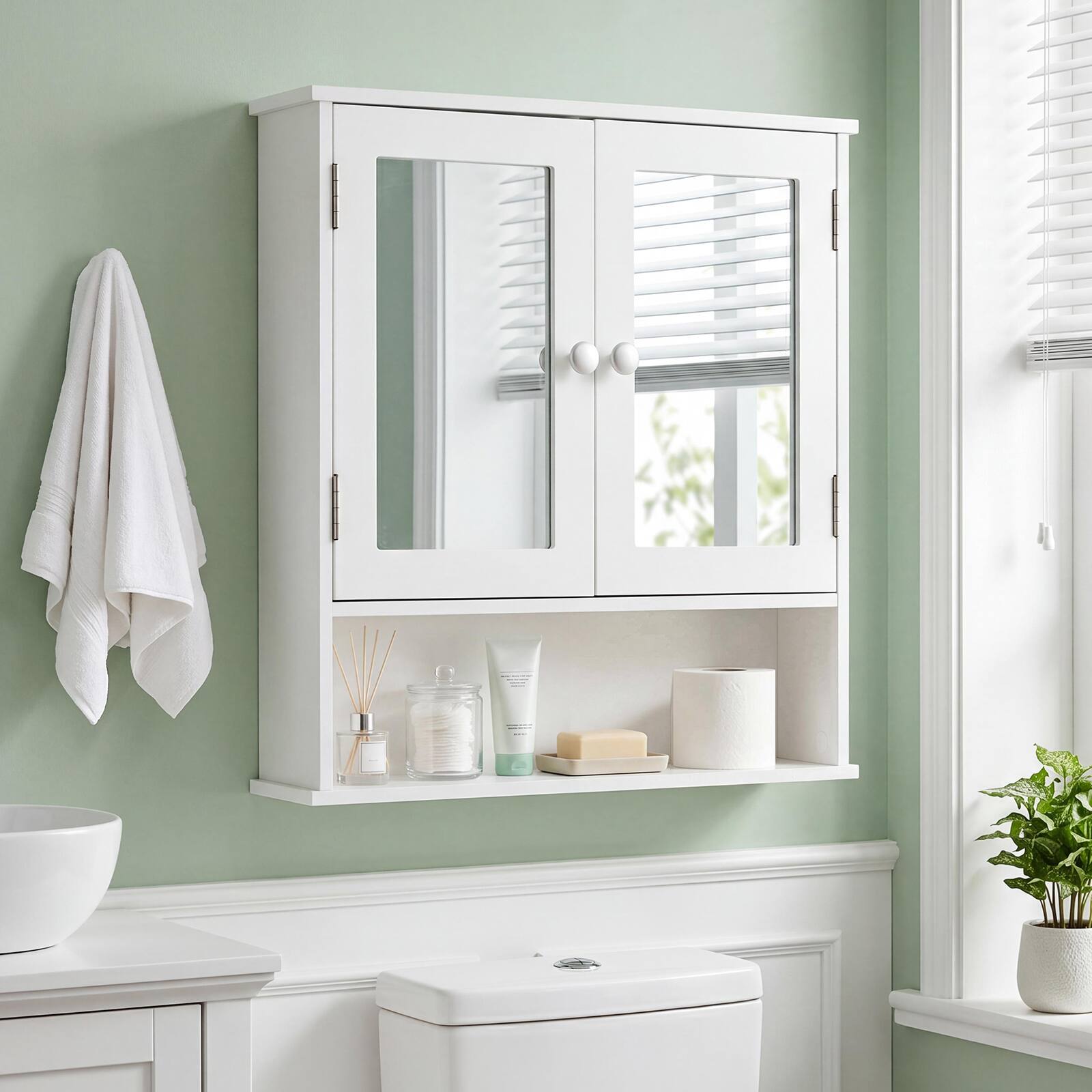 Alt View 3. Costway - Costway New Bathroom Wall Cabinet Double Mirror Door Cupboard Storage Medicine Cabinet Shelf - White.