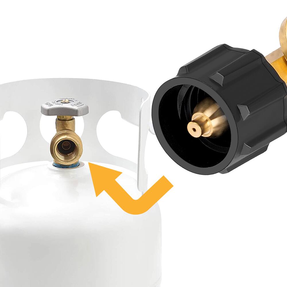 Alt View 1. Empava - 5FT Propane Hose with Gauge – CSA Certified, Universal 1lb to 40lb Tank Adapter for Grills, Heaters & Camping - Stainless Steel.