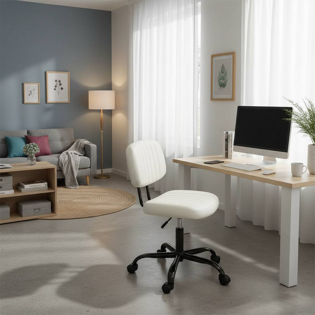 Alt View 6. AOITUN - Small Office Desk Chair Armless PU for Daily Comfort with 2 Inch Memory Foam Mattress Topper Twin XL Dorm Use - Black.