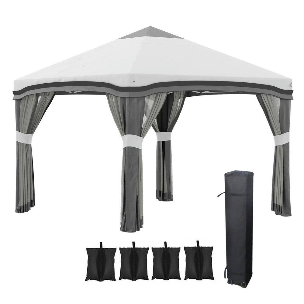 Front. Spaco - Spaco 10'x10' Pop Up Canopy Tent with Netting for Parties, Height Adjustable - Grey.