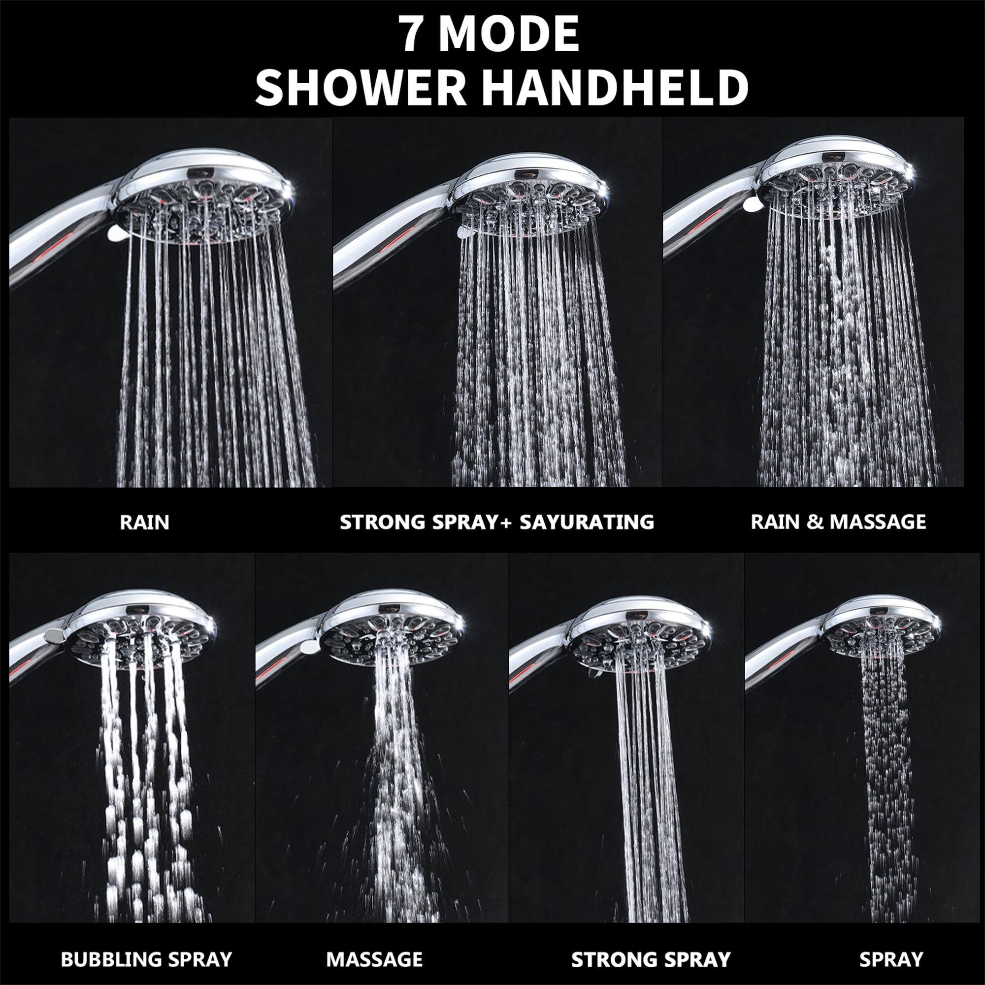 7 MODE SHOWER HANDHELD

RAIN

STRONG SPRAY + SAYURATING

RAIN & MASSAGE

BUBBLING SPRAY

MASSAGE

STRONG SPRAY

SPRAY