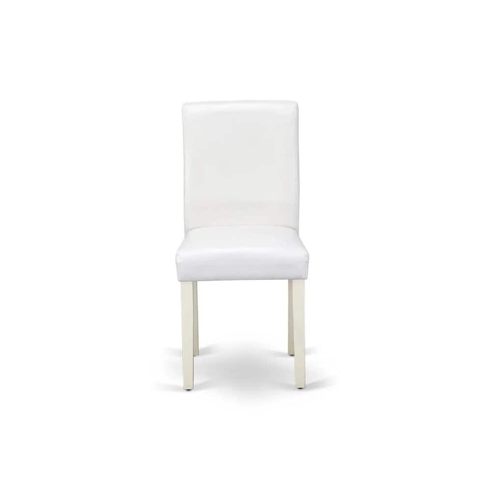 East West Furniture - 5 Piece Dining Room Table Set Includes a Round Kitchen Table with Pedestal and 4 White Faux Leather Upholstered Parson - Brown price history on PriceWatchPro