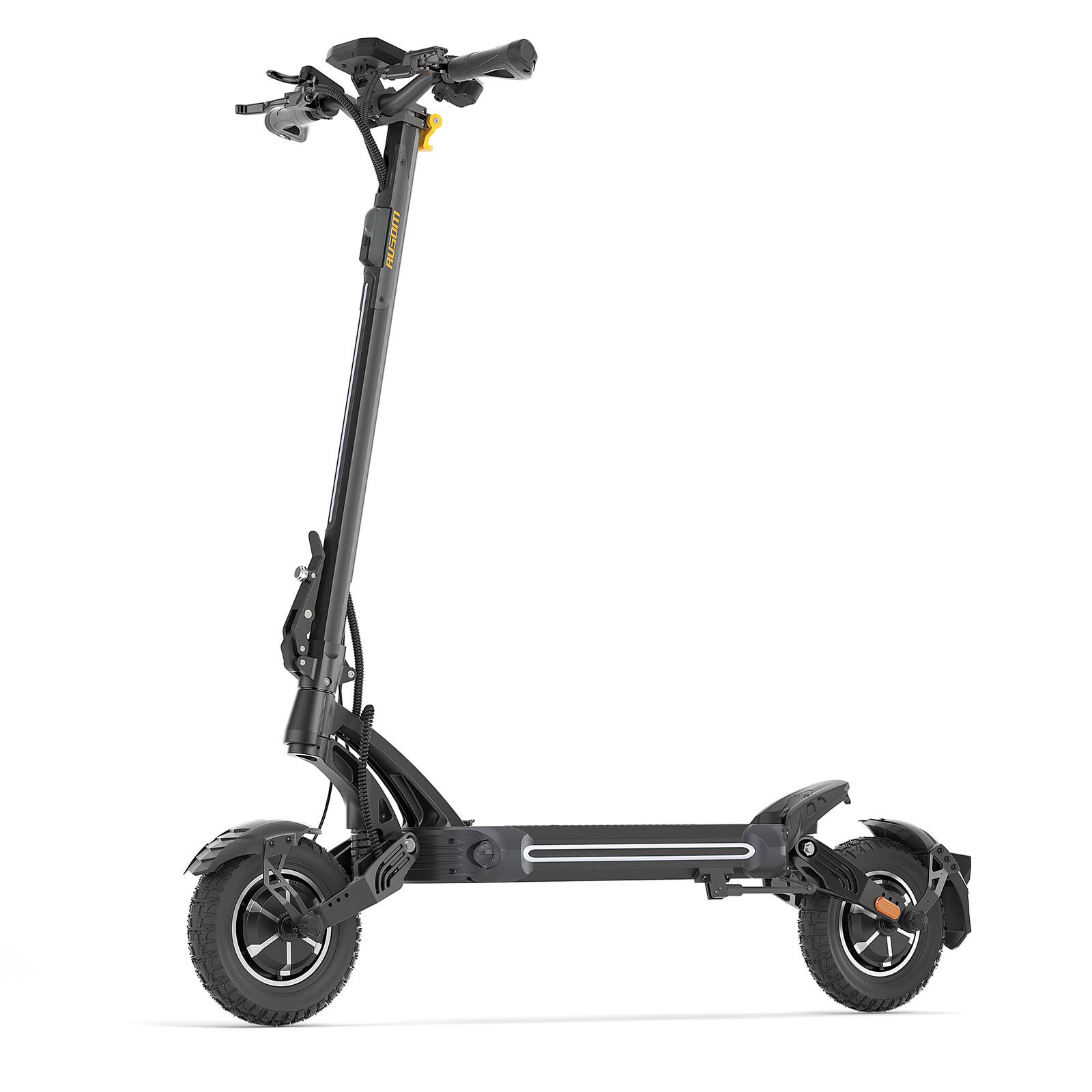 Angle. Ausom - SR1 Foldable Electric Scooter w/ 54 mi Max Operating Range & 41 mph Max Speed, Dual 1400W Motors, 287 lbs Max Load - Dark Gray.