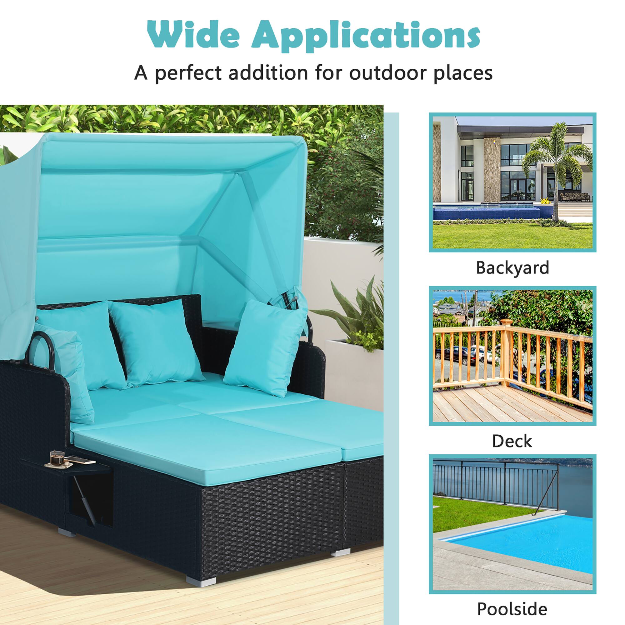 Wide Applications: A perfect addition for outdoor places, Backyard, Deck, Poolside.